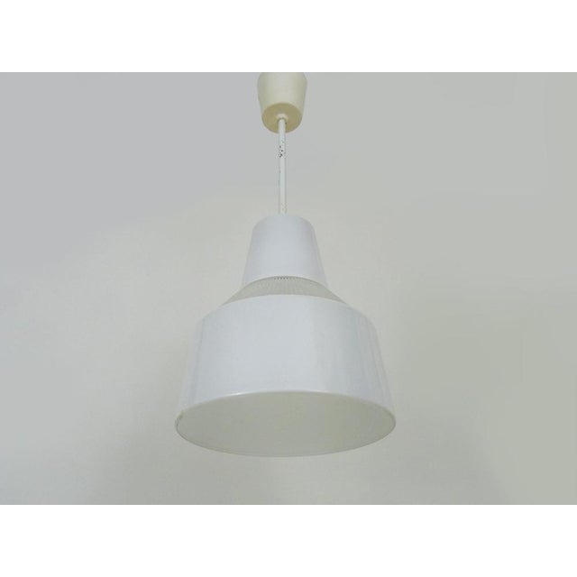 Vintage Industrial Pendant Light in Glass and Metal Rod, 1950s For Sale - Image 4 of 10