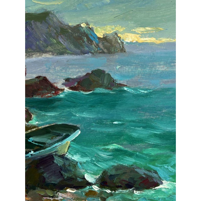 Oil Painting the Boat Is Moored on the Shore Yuriy Suprunchuk For Sale - Image 6 of 11