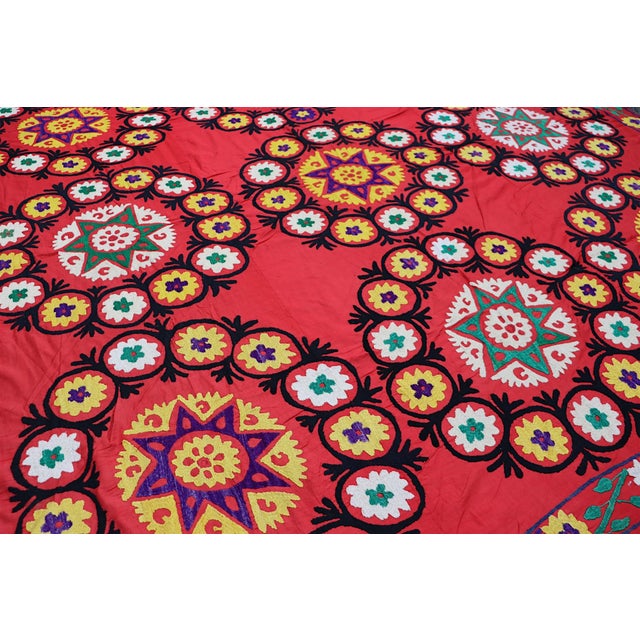 Vintage Hand-Embroidered Suzani Wall Hanging, 1920s For Sale - Image 15 of 18