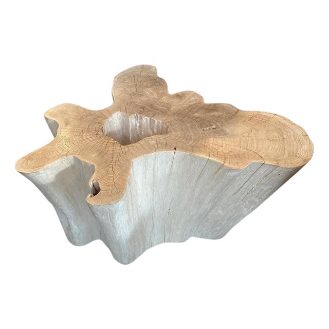 Andrianna Shamaris Amorphous Bleached Teak Wood Table For Sale