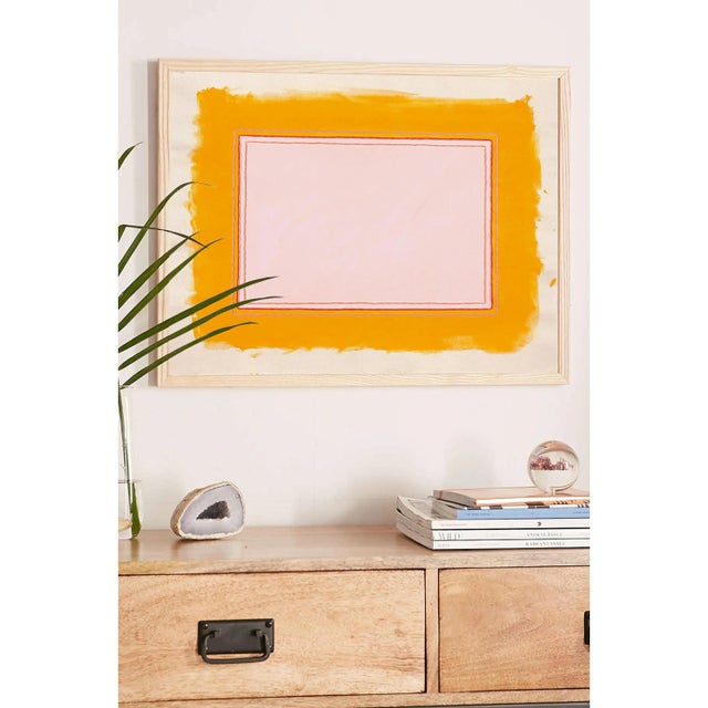 Contemporary Marigold Yellow & Pink Abstract Minimalist Art Print, 16 X 20 Print in Wood Frame For Sale - Image 3 of 4