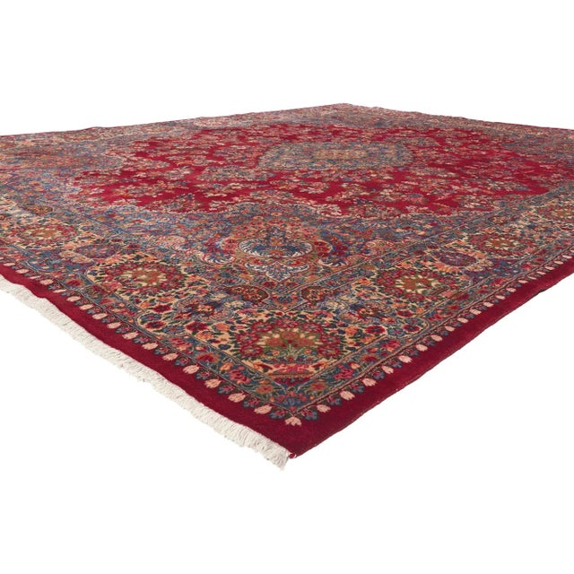 77718 Vintage Persian Kerman Rug, 10'00 x 12'10. Classic elegance meets regal charm in this vintage Persian Kerman rug....