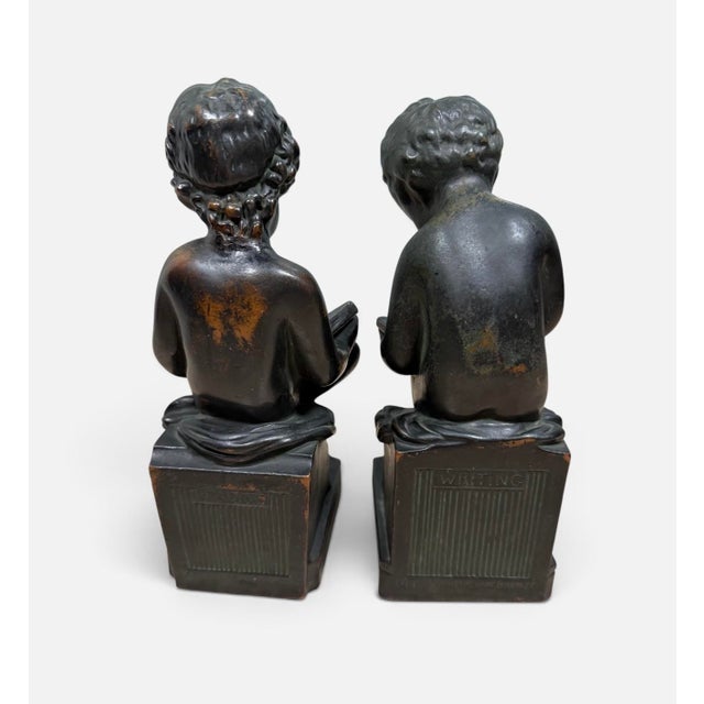 Antique 1920s Art Deco Pompeian Bronze Co. "The Scholar" Bookends – Pair, Model No. 141 beautiful, highly collectible pair...