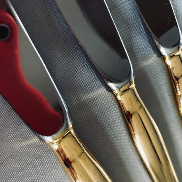 90's Present by Austria Vienna Gold Stainless Fruit Knives S/4 For Sale - Image 4 of 5