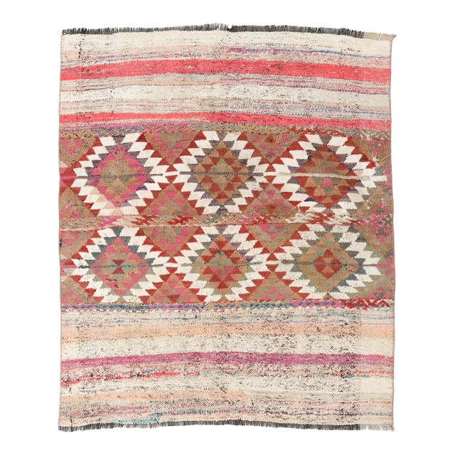 Decorative Vintage Small Kilim Rug - 3`10″ X 4`6″ For Sale