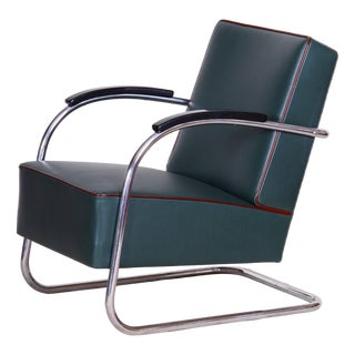 Bauhaus Armchairs in Chrome & Leather from Mücke & Melder, Czechia, 1930s, Set of 2 For Sale