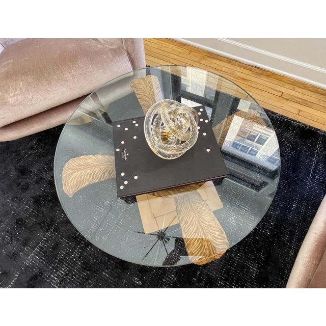 1940s Grosfeld House Plume Base Glass Top Cocktail Table For Sale - Image 5 of 9