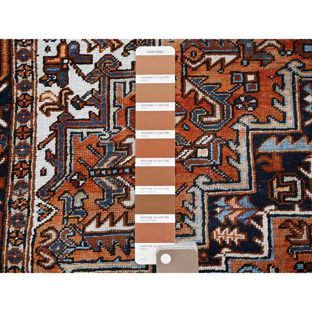 Persian Vintage Persian Carpet Handmade Heriz Wool Oriental Rug, Rust, 7'7" X 10'2" For Sale - Image 3 of 12