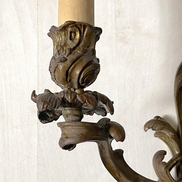 Louis XV Style Bronze Wall Sconces, Set of 2 For Sale - Image 12 of 13