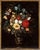 A magnificent oil on canvas representing a Vase of Flowers in a Metal Vase with a Mask, realized by an italian artist in...