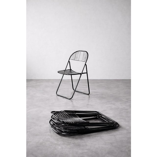 Vintage Swedish Black Metal Åland Chairs by Niels Gammelgaard for Ikea, 1980s, Set of 5 For Sale - Image 6 of 18