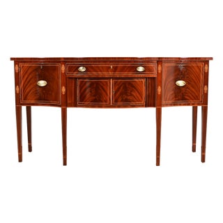 Kindel Furniture Federal Inlaid Flame Mahogany Bow Front Sideboard Credenza For Sale