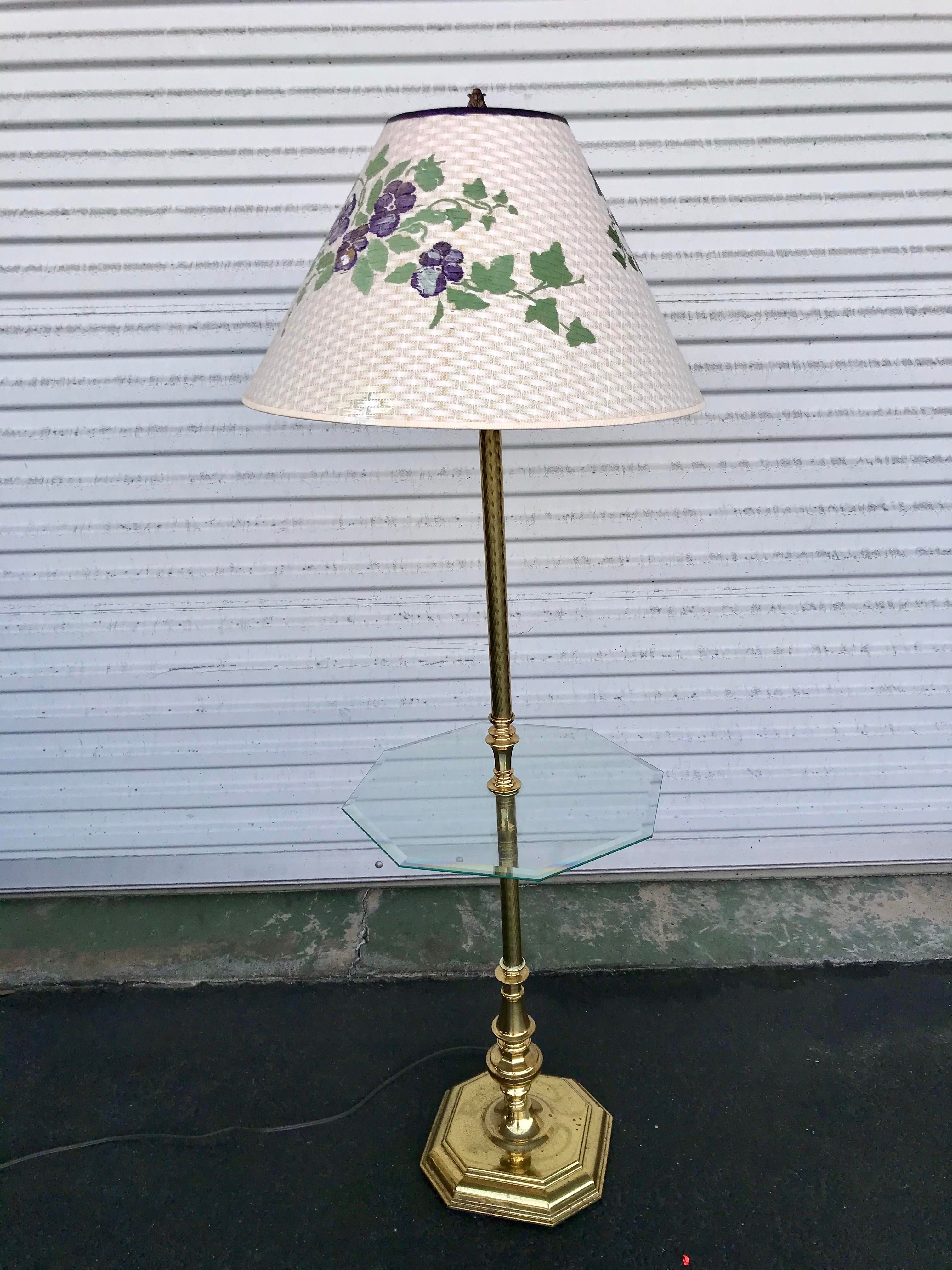 stiffel brass floor lamp with glass table