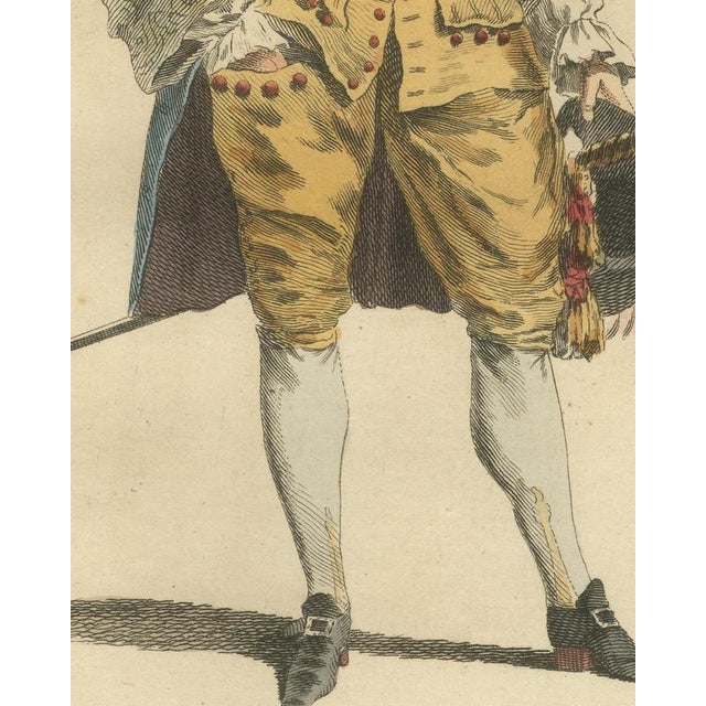 Jefferys, French Man of Quality in 1700 in a Blue Coat, Jefferys Costume Plate, 1757, Engraving For Sale - Image 6 of 9