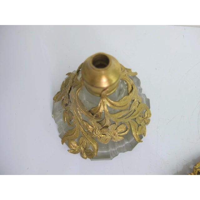 Metal Vintage Czech Glass Gold Ormolu Filigree Blue Stone Stopper Perfume Bottle For Sale - Image 7 of 10