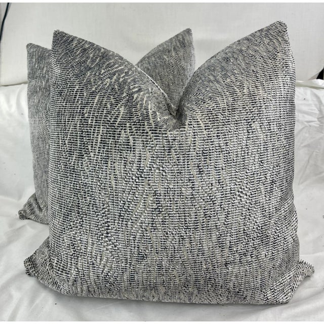 Harlequin "Kameni Velvet" in Graphite/Brass 22" Pillows-A Pair For Sale - Image 4 of 4