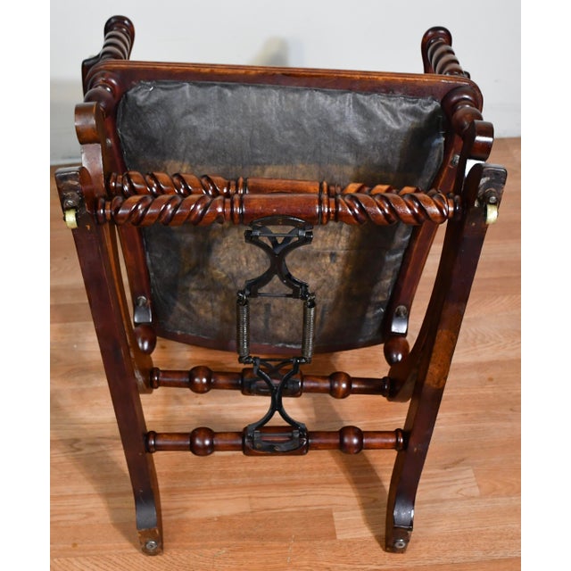 1870 Antique George Hunzinger Barley Twist Mahogany Platform Rocking Chair For Sale - Image 16 of 16