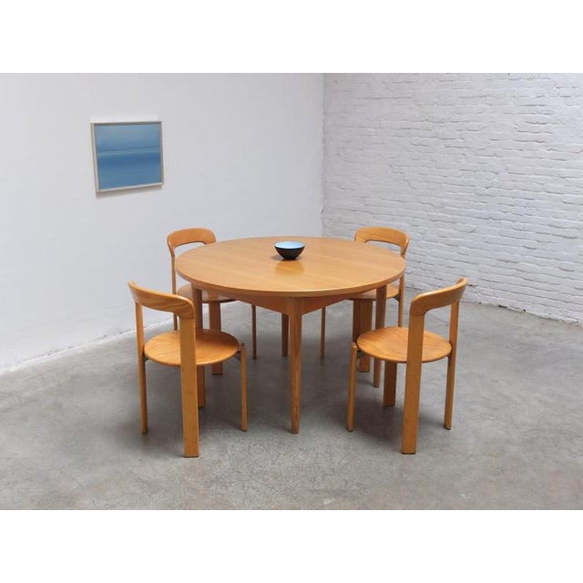 Round Extendable Dining Table in Oak by Van Den Berghe-Pauvers, 1970s For Sale - Image 14 of 16