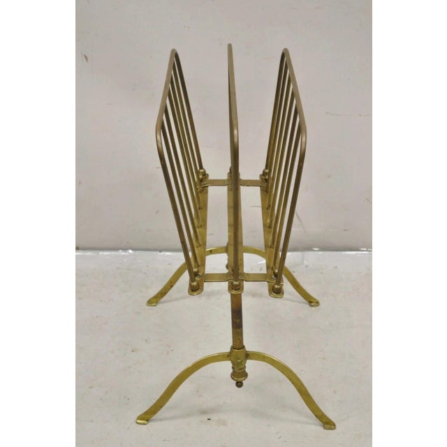 Mid-Century Modern Vintage A. Ravenel Paris French Mid Century Modern Brass Magazine Rack Stand For Sale - Image 3 of 12