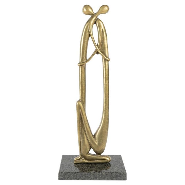 Metal Abstract Sculpture, Patina-Finished Bronze with a Granite Base, 1950s For Sale - Image 7 of 7