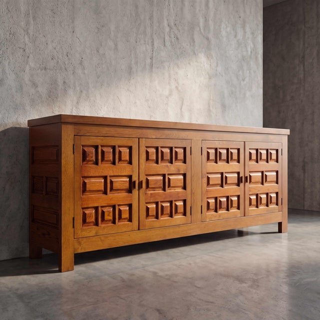 French Oak Brutalist Sideboard, 1970s For Sale - Image 6 of 16