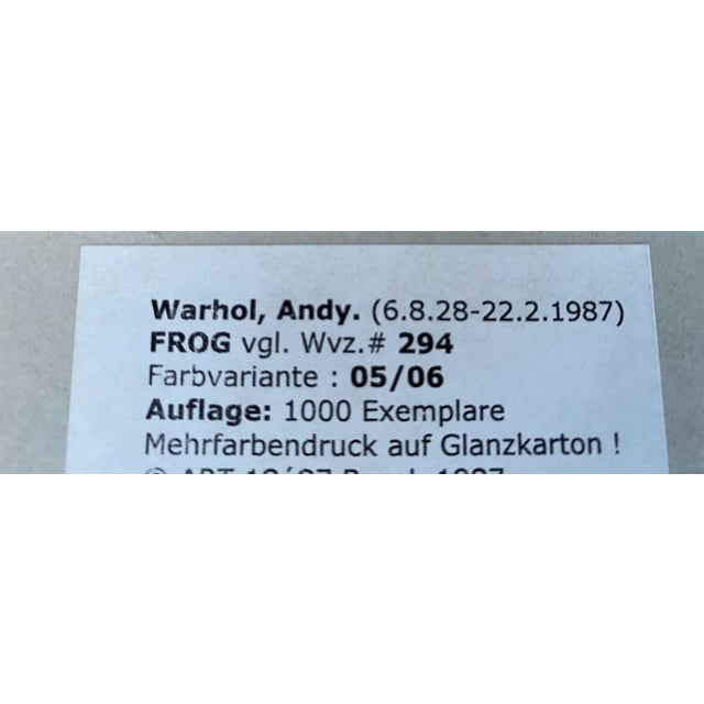 1987 Andy Warhol Endangered Species "Pine Barrens Tree Frog - 1983" Art Basel Hq Limited Lithograph For Sale - Image 6 of 9