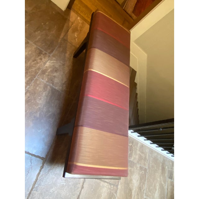Wood 21st Century Transitional Silk and Mahogany Bench For Sale - Image 7 of 13
