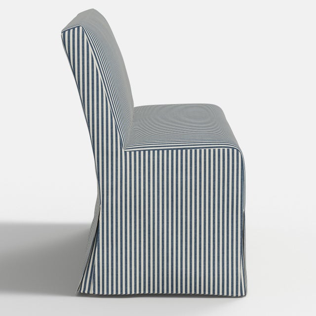 Stoffer Home x Cloth & Company Slipcover for Lindy Dining Banquette in Jane Stripe Denim For Sale In Chicago - Image 6 of 7