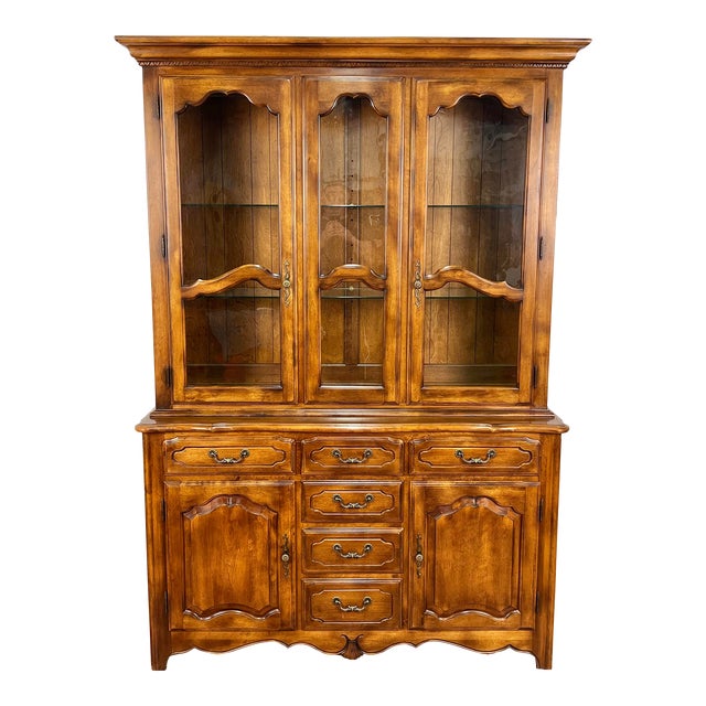 Mid 20th Century Ethan Allen Country French China Hutch Display