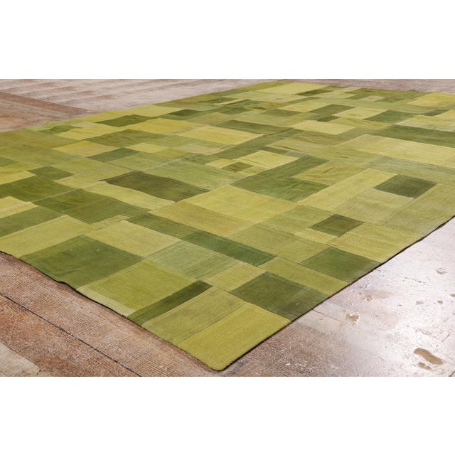 Olive Vintage Turkish Patchwork Rug, 07'00 X 09'07 For Sale - Image 8 of 10