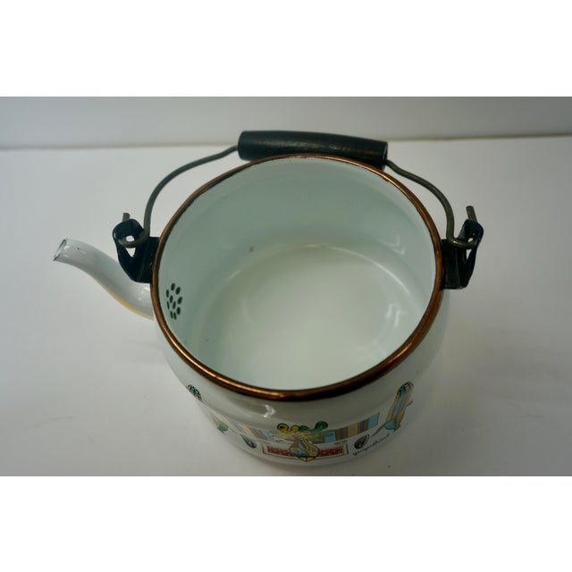 Mid-Century Modern Set of 2, Vintage Georges Briand Ambrosia Enamel Giant Stock Pot Buffet Server & Kettle For Sale - Image 3 of 11