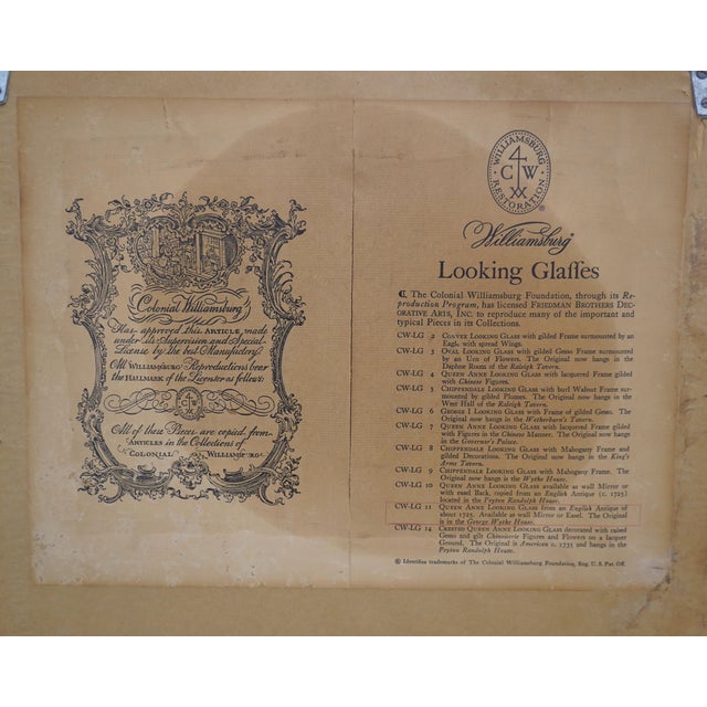 Friedman Brothers Colonial Williamsburg Gold Leaf Mirror For Sale - Image 10 of 11