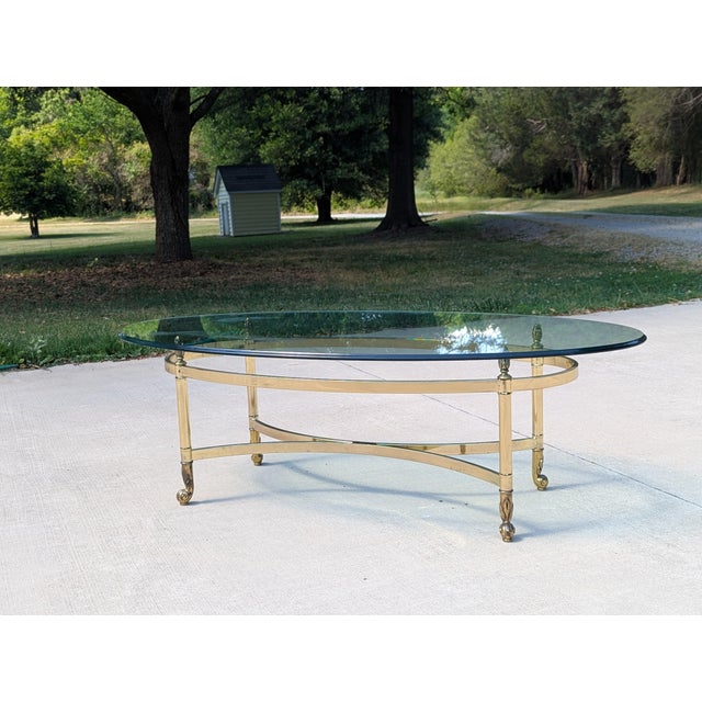 Vintage Labarge Regency Brass and Glass Cocktail Table For Sale - Image 10 of 18