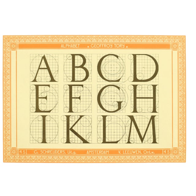 1907 Dutch Letterpress Sheet, Matted (Abcd Efgh Iklm) For Sale