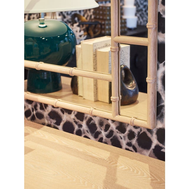 Contemporary Matthew Izzo Home Tessa Cerused Oak Faux Bamboo Detail Wall Mirror For Sale - Image 3 of 4