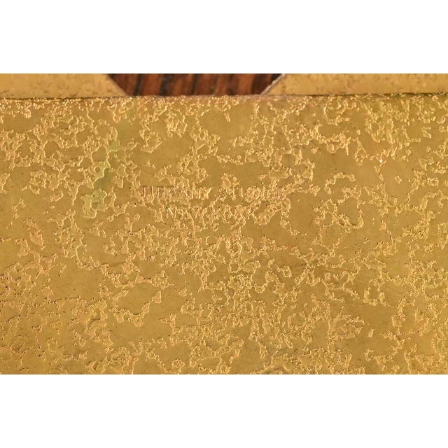 Tiffany Studios New York Zodiac Bronze Doré Blotter Corners With Leather Desk Blotter For Sale - Image 9 of 11