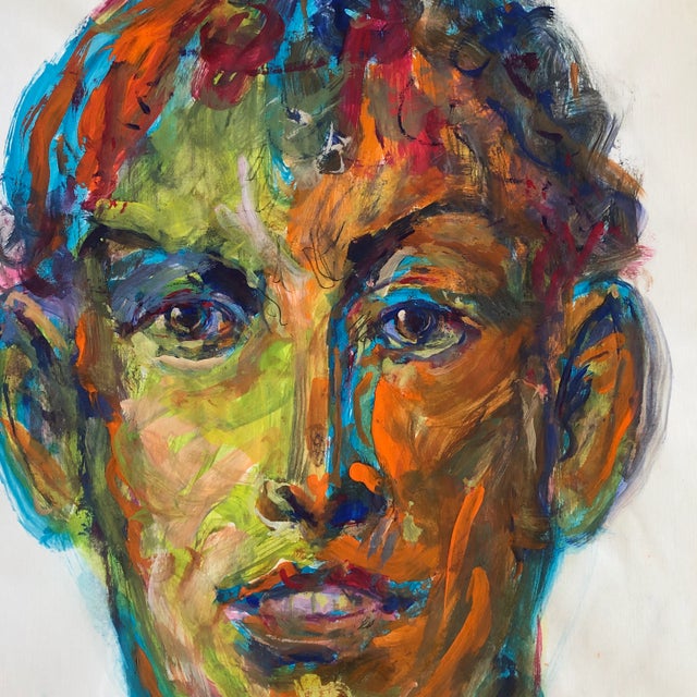 Contemporary Contemporary Original Abstract E.J.Hartmann Pop Art Portrait Painting Signed For Sale - Image 3 of 5