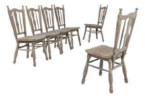 20th Century French Bleached Oak Dining Chairs, Set of 6