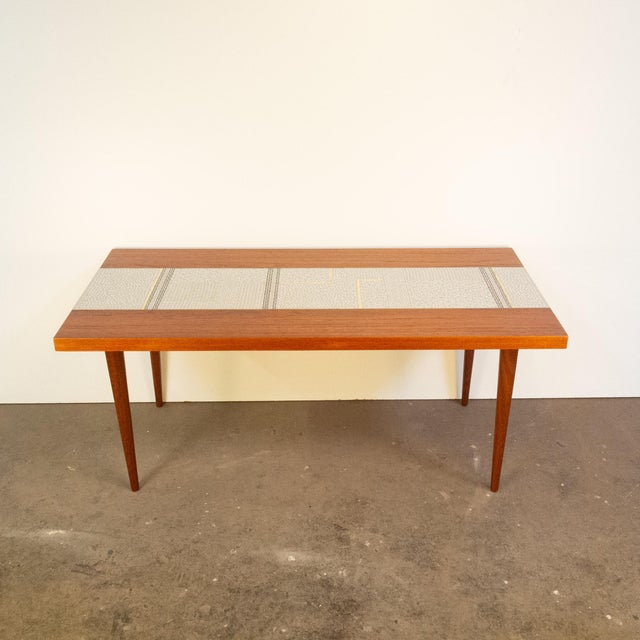 Brown Coffee Table in Teak with Mosaic, 1960s For Sale - Image 8 of 8