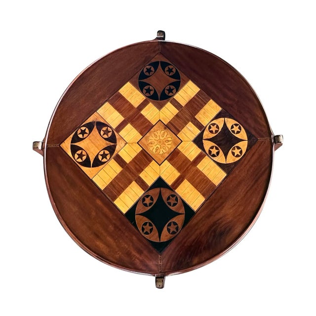 Late 19th Century Late 19th Century An Anglo Indian Circular Inlaid Game Table With Hinged Flip Top For Sale - Image 5 of 10