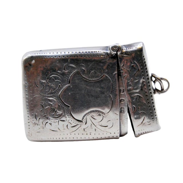 Silver Matchbox with Engraved Plant Motifs and Monogram Card For Sale - Image 9 of 9