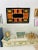 Vintage Midcentury Geometric Handmade Latch Hook With Acrylic Yarn Wall Art ,wood frame 40"L X 26"H X 2"D, in very good...