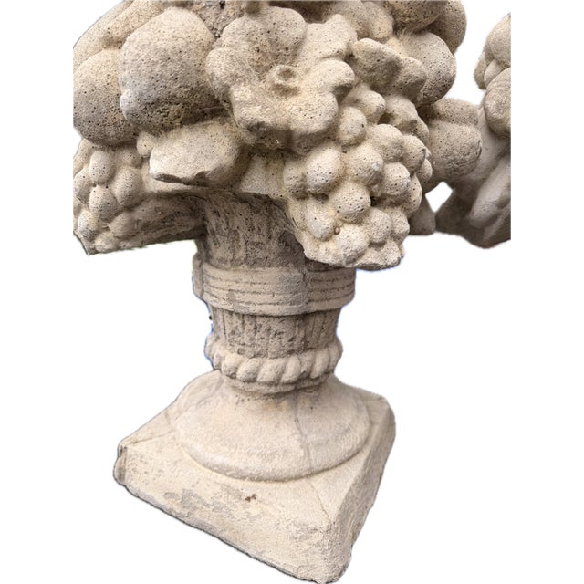 1960s Pair of Concrete Garden Fruit Baskets/ Statues/Urns/ Pillar Finials For Sale In New York - Image 6 of 9