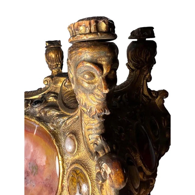 18th Century Italian Gilded Jardiniere With Stones and Faces For Sale - Image 4 of 13