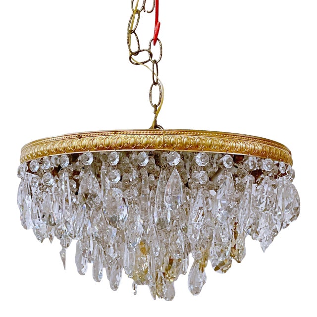 1950's Italian Brass Upside Down Layered Chandelier For Sale