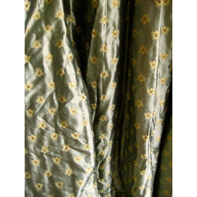 1980s French Empire Napoleon Style Green Silk Large Pair of Curtains ( 5 Pairs Available ) For Sale - Image 11 of 15