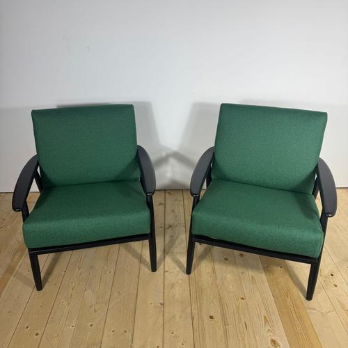 Vintage Danish Lounge Chairs in Teak and Fabric Seating, 1960s, Set of 2 For Sale - Image 3 of 6