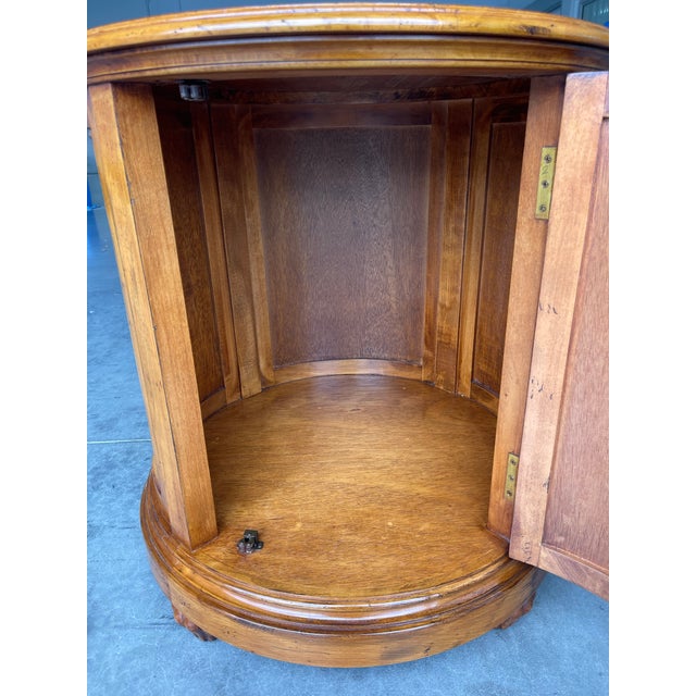 Brown Vintage Lexington Tommy Bahama Drum Table With Rattan & Louvered Door For Sale - Image 8 of 10