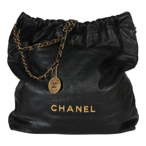 Black Quilted Crumpled Calfskin Large Chanel 22 Hobo