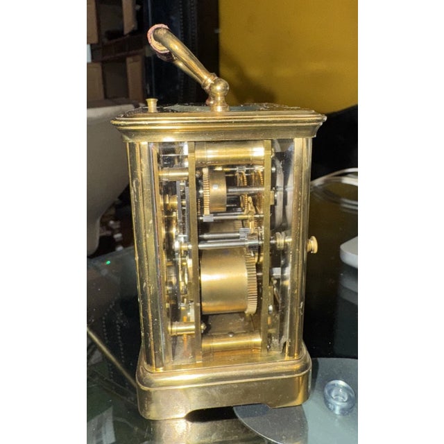 19th Century 19th Century French Repeater Carriage Clock With Leather Handle For Sale - Image 5 of 9
